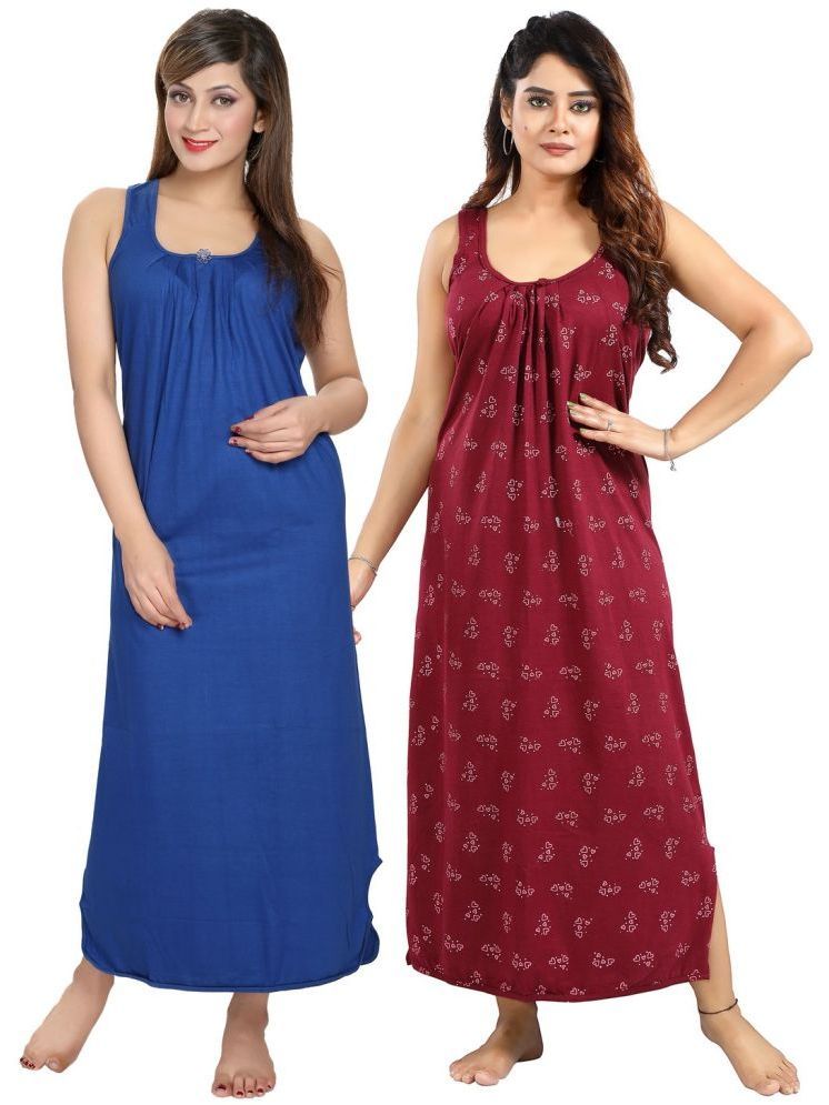     			INNER BEATS Multicolor Cotton Blend Women's Nightwear Nighty & Night Gowns ( Pack of 2 )