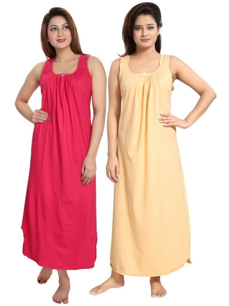     			INNER BEATS Multicolor Cotton Blend Women's Nightwear Nighty & Night Gowns ( Pack of 2 )