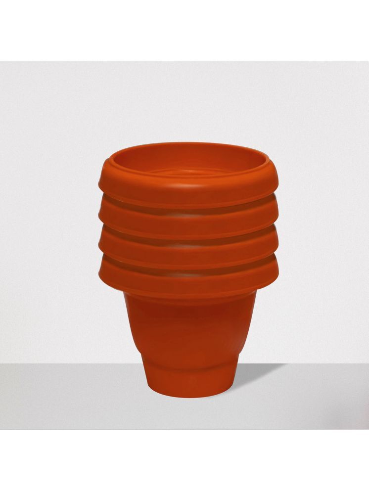     			PHILOSHOP Orange Plastic Flower Pot ( Pack of 4 )