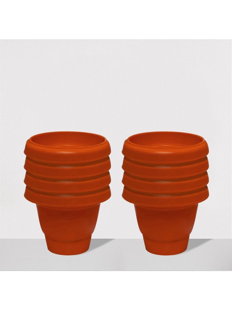     			PHILOSHOP Orange Plastic Flower Pot ( Pack of 8 )