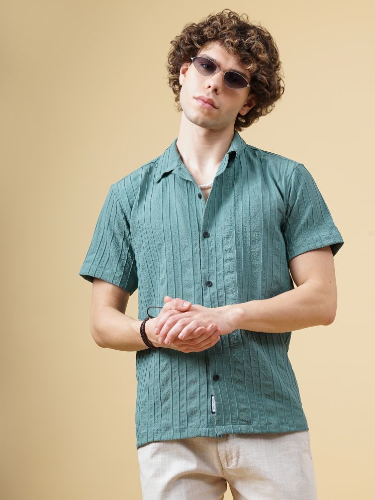     			Paul Street Polyester Slim Fit Striped Half Sleeves Men's Casual Shirt - Green ( Pack of 1 )