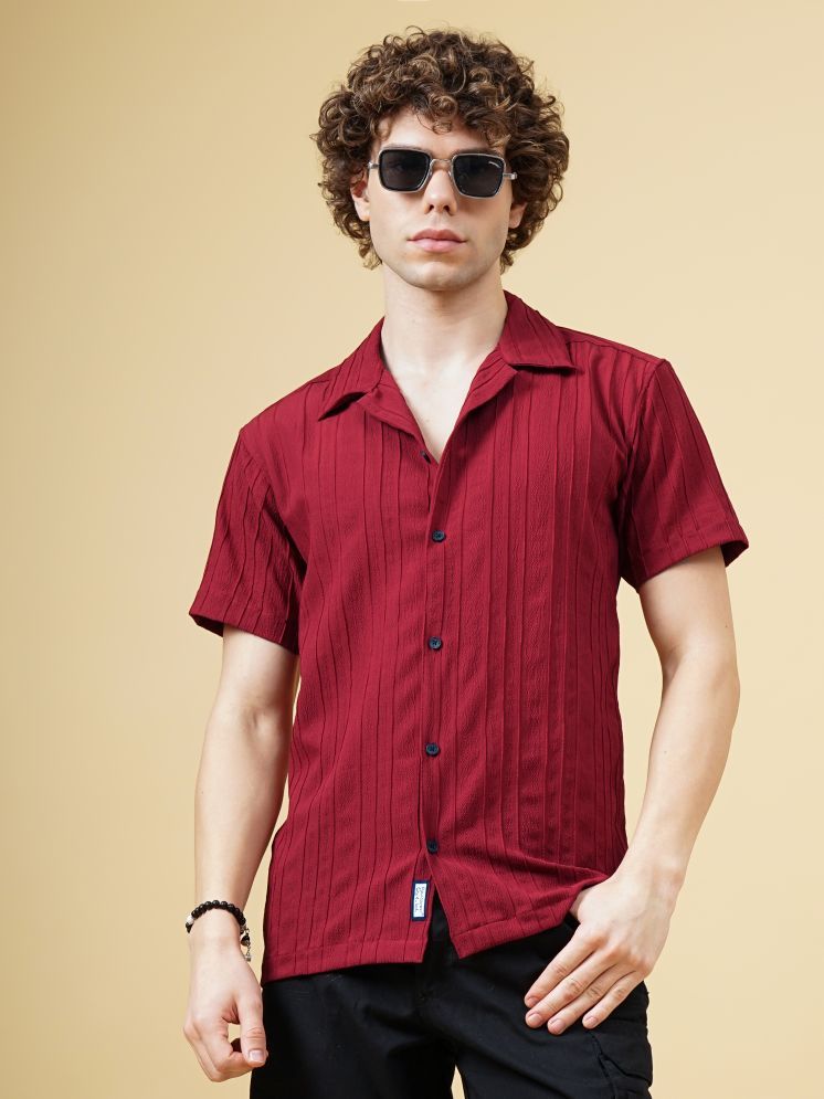     			Paul Street Polyester Slim Fit Striped Half Sleeves Men's Casual Shirt - Red ( Pack of 1 )