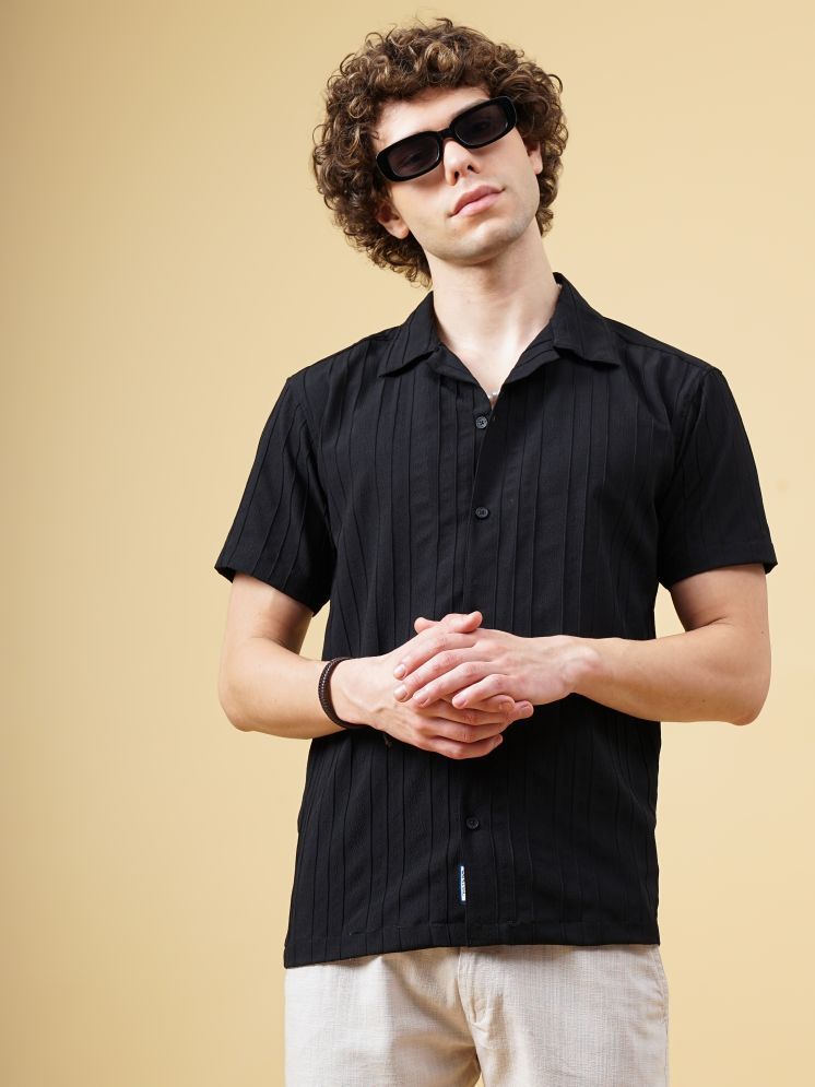     			Paul Street Polyester Slim Fit Striped Half Sleeves Men's Casual Shirt - Black ( Pack of 1 )