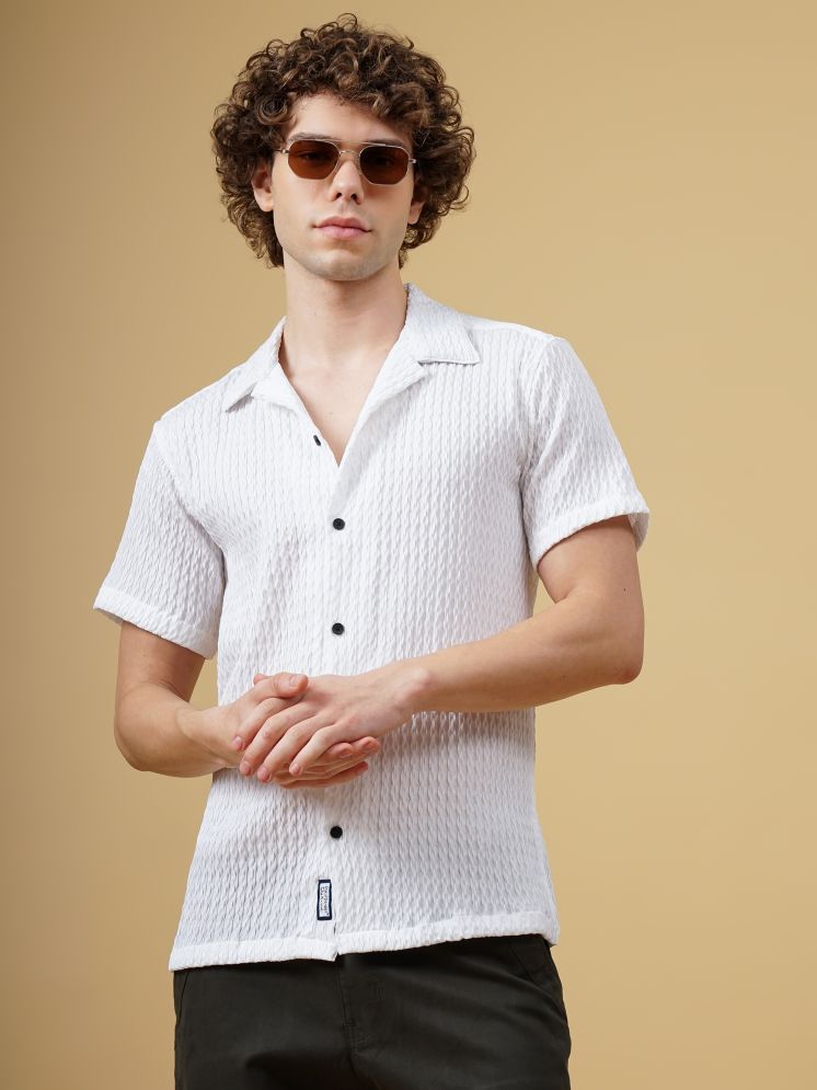     			Paul Street Polyester Slim Fit Self Design Half Sleeves Men's Casual Shirt - White ( Pack of 1 )