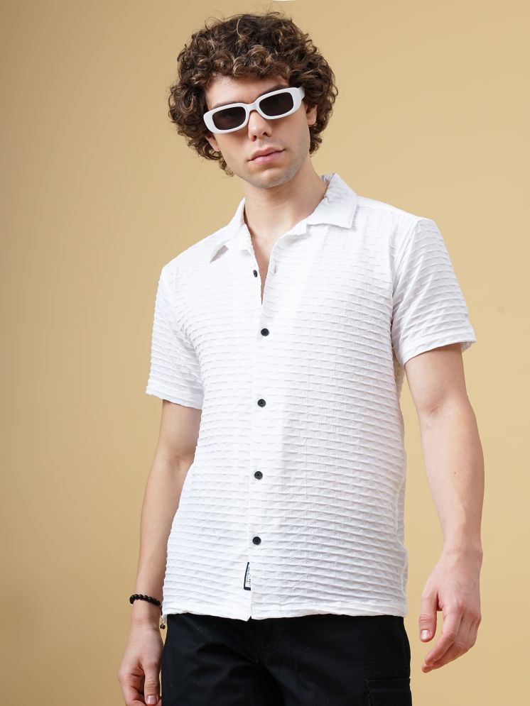     			Paul Street Polyester Slim Fit Self Design Half Sleeves Men's Casual Shirt - White ( Pack of 1 )