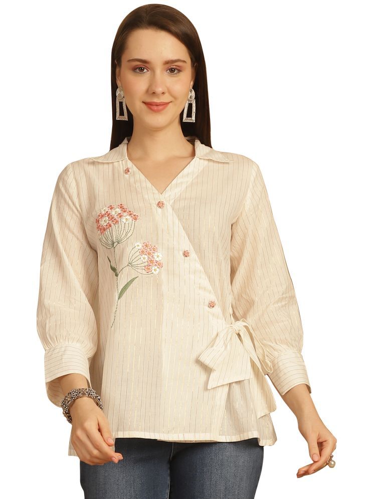     			Rajnandini Cotton Embroidered Straight Women's Kurti - Off White ( Pack of 1 )