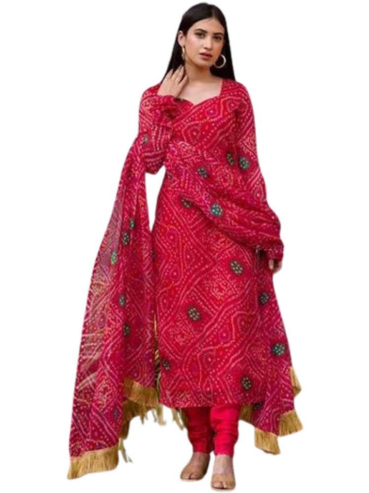     			SILK SUTRA Georgette Printed Ethnic Top With Salwar Women's Stitched Salwar Suit - Pink ( Pack of 1 )