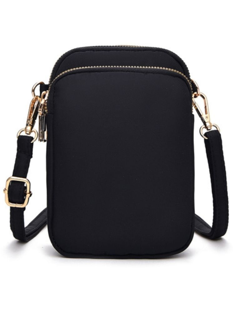     			Santorini Black Fabric Sling Bag