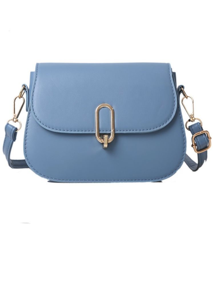     			Santorini Blue PU Sling Bag