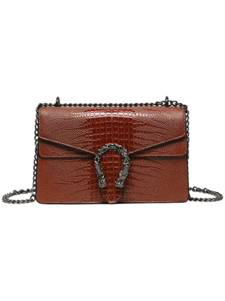     			Santorini Brown Faux Leather Sling Bag