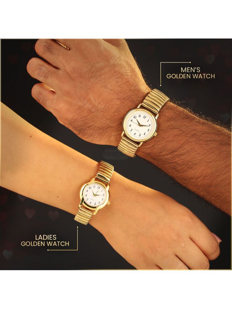     			THMT Gold Stainless Steel Analog Couple's Watch