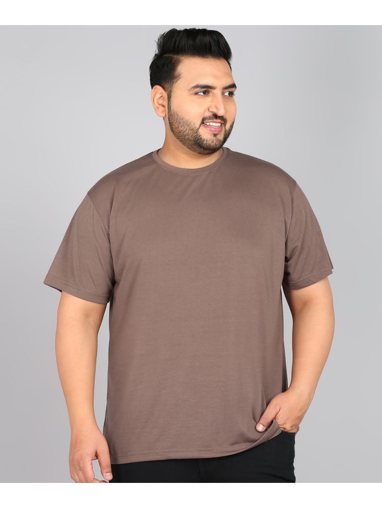     			XFOX Cotton Blend Regular Fit Solid Half Sleeves Men's Round T-Shirt - Brown ( Pack of 1 )