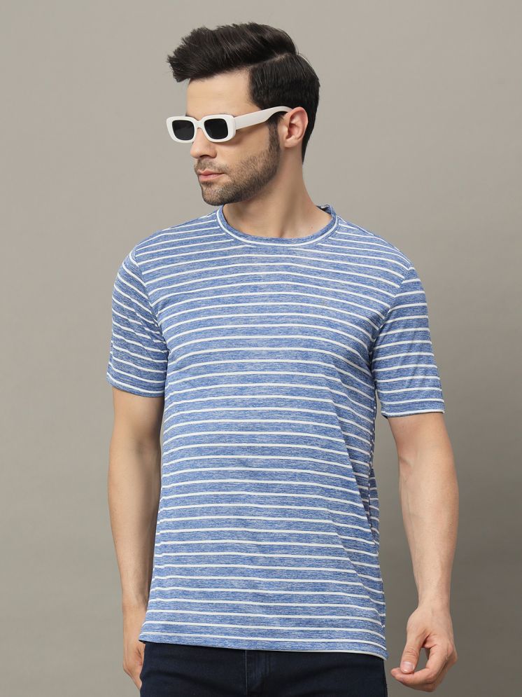     			XFOX Cotton Blend Regular Fit Striped Half Sleeves Men's Round T-Shirt - Blue ( Pack of 1 )