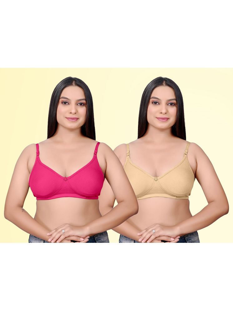     			haya fashion Pack of 2 Cotton Non Padded Women's Everyday Bra ( Multicolor ) Pushup D706