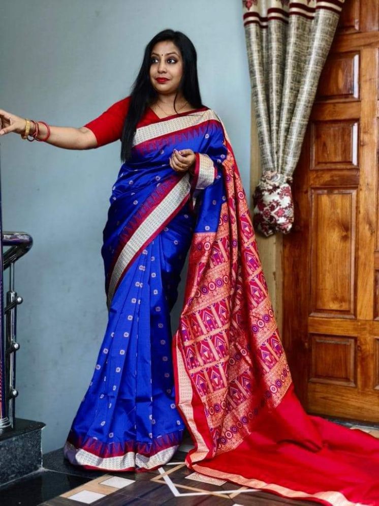     			shopeezy tex fab Art Silk Woven Saree With Blouse Piece - Navy Blue ( Pack of 1 )