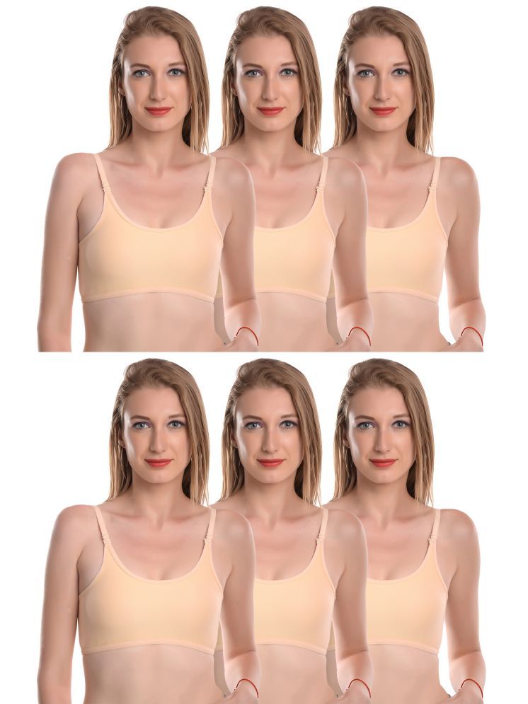     			Viral Girl Pack of 6 Cotton Non Padded Women's Teenage Bra ( Beige ) MV-KINJAL-SKIN-SETOF6