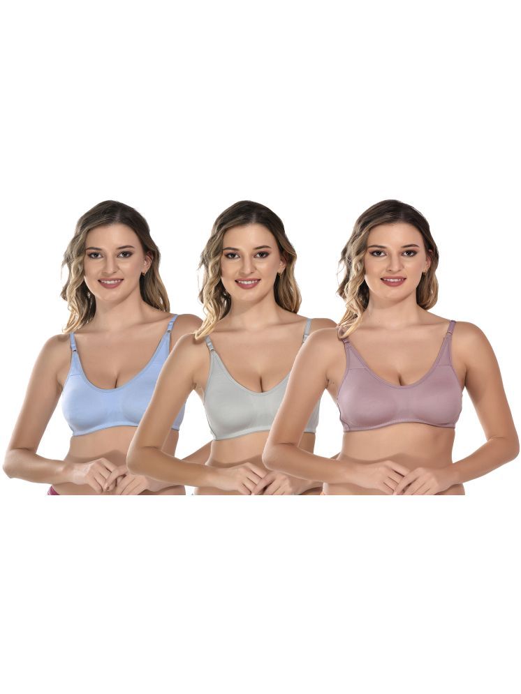     			Viral Girl Multicolor Cotton Non Padded Women's T-Shirt Bra ( Pack of 3 )