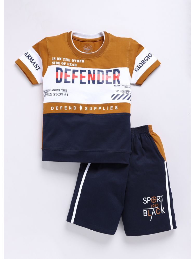     			Zeal G Brown Cotton Boys T-Shirt & Shorts ( Pack of 1 )