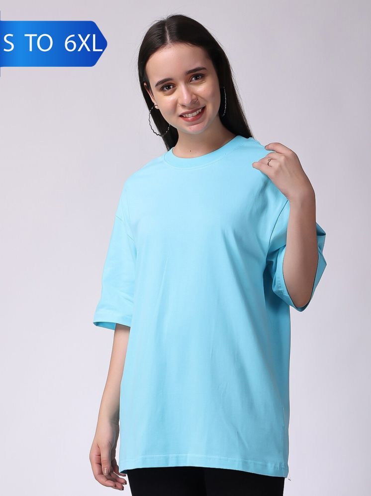     			curvy comfort Light Blue Cotton Women's T-Shirt ( Pack of 1 )