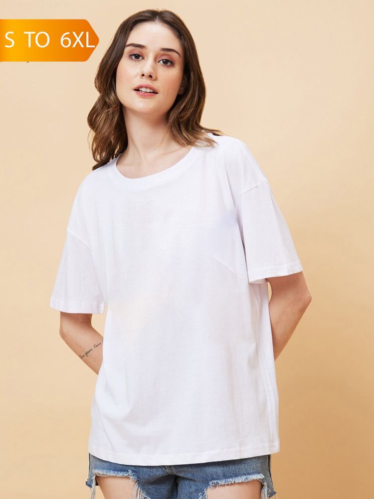     			curvy comfort White Cotton Women's T-Shirt ( Pack of 1 )