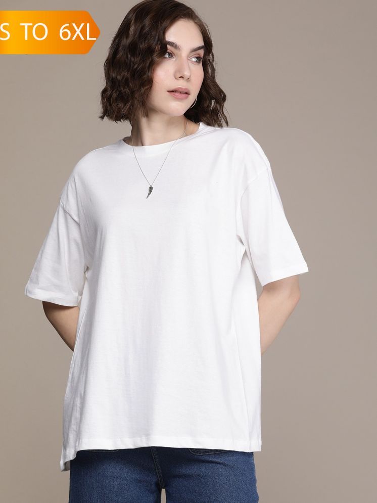     			curvy comfort White Cotton Women's T-Shirt ( Pack of 1 )