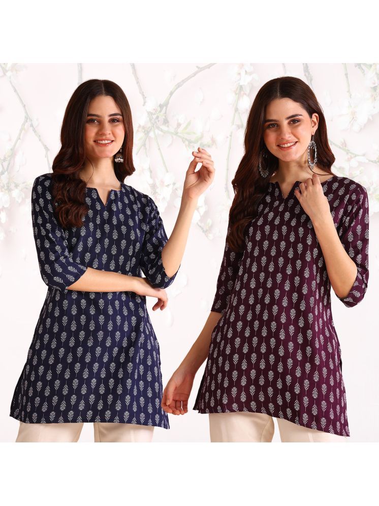     			DSK STUDIO Viscose Printed Straight Women's Kurti - Blue ( Pack of 2 )