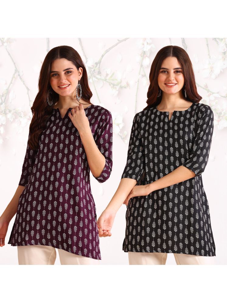     			DSK STUDIO Viscose Printed Straight Women's Kurti - Purple ( Pack of 2 )