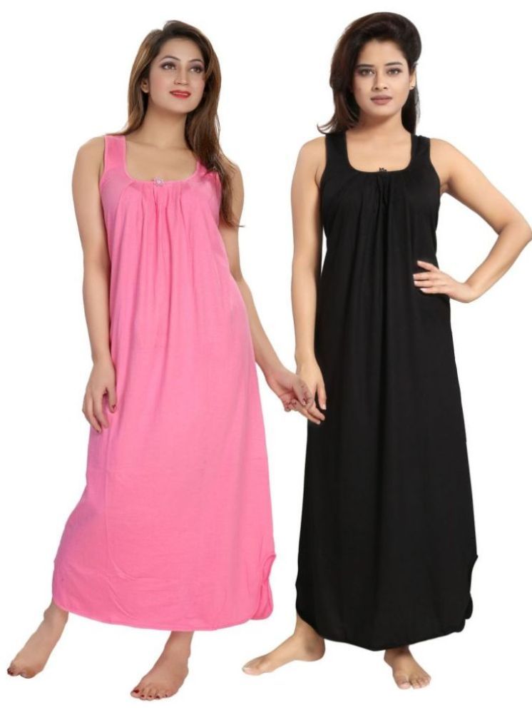     			INNER BEATS Multicolor Cotton Blend Women's Nightwear Nighty & Night Gowns ( Pack of 2 )