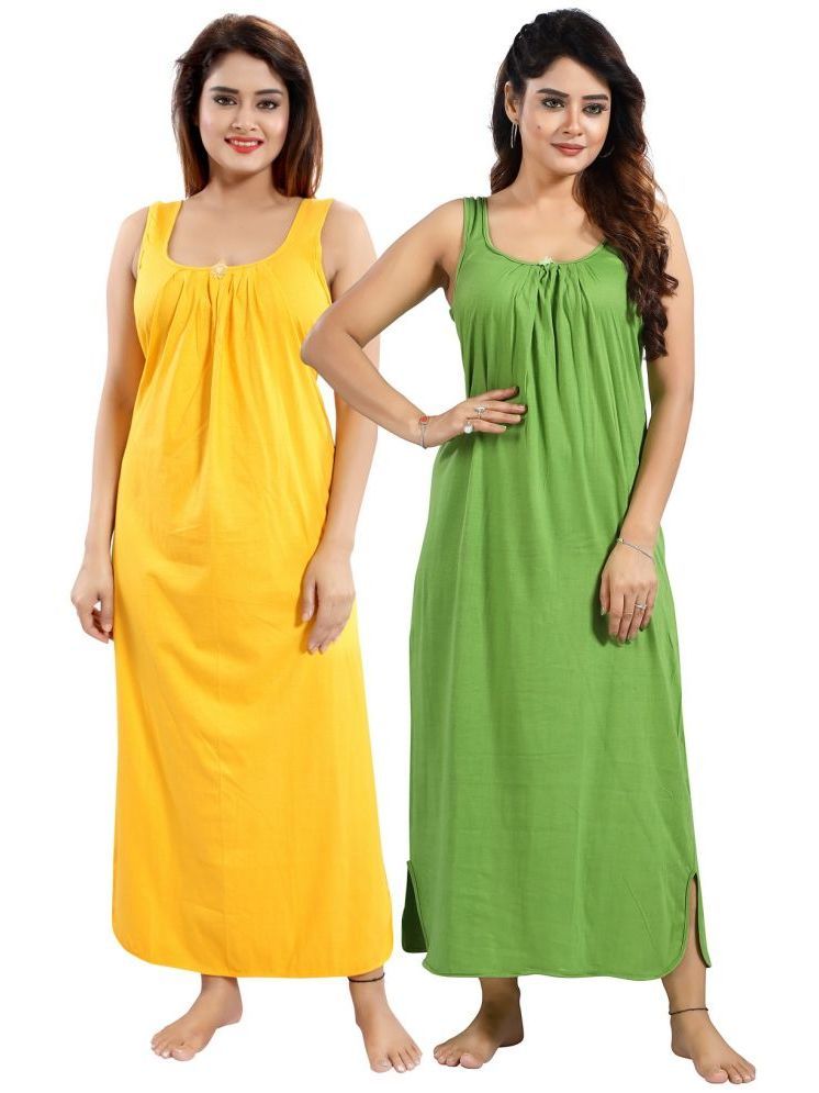     			INNER BEATS Multicolor Cotton Blend Women's Nightwear Nighty & Night Gowns ( Pack of 2 )