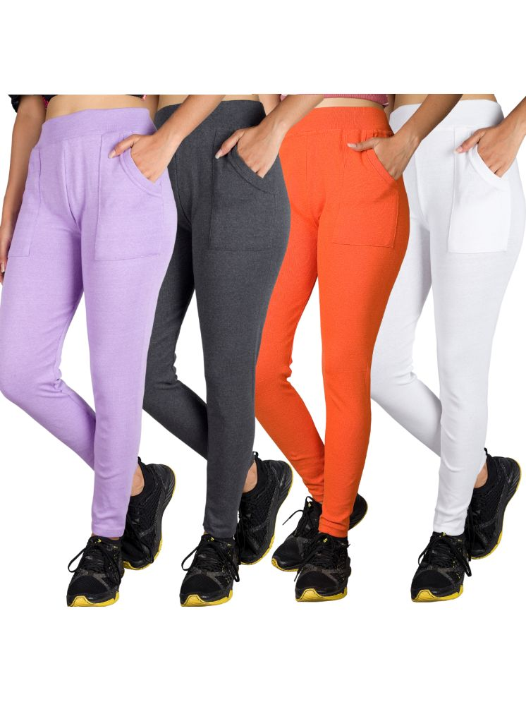     			KARARO JEGGINGS - Cotton Blend Skinny Fit Lavender Women's Jeggings ( Pack of 4 )