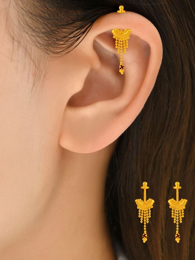     			LUV FASHION Gold EarCuff Earrings ( Pack of 2 )