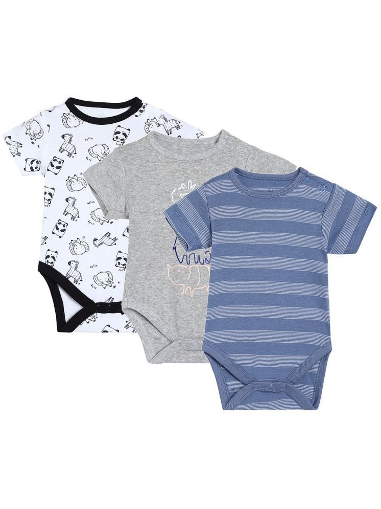     			MINI KLUB Multi Color Cotton Bodysuit For Baby Boy ( Pack of 4 )