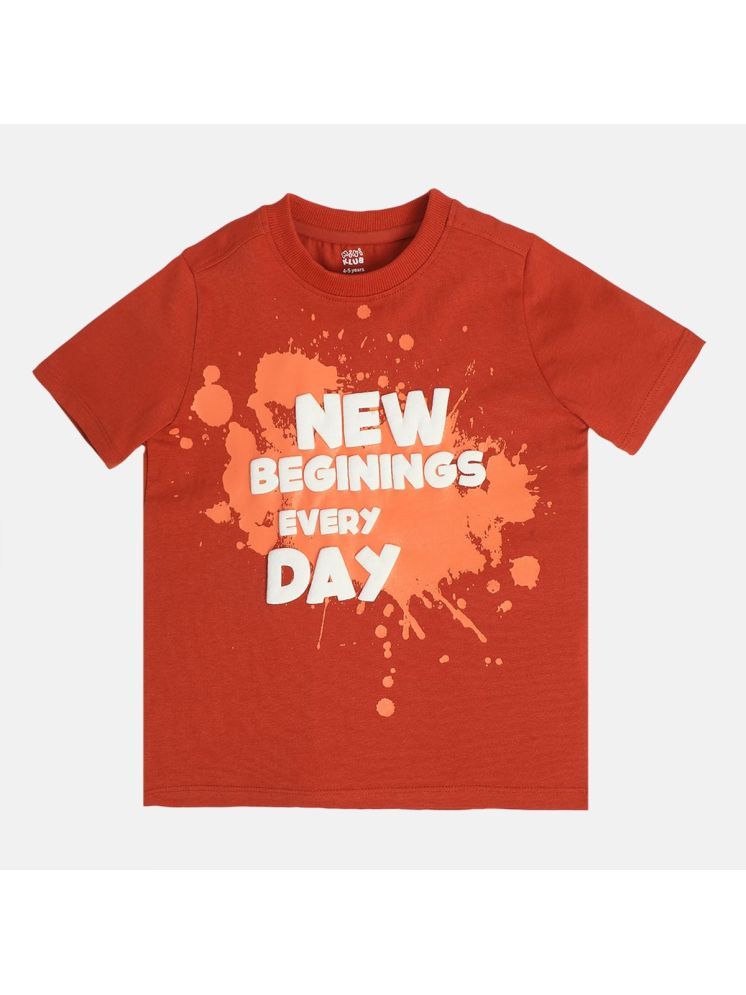     			MINI KLUB Orange Cotton Round Neck Boys T-Shirt ( Pack of 1 )