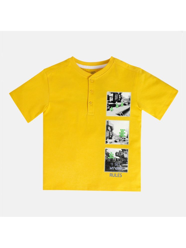     			MINI KLUB Yellow Cotton Round Neck Boys T-Shirt ( Pack of 1 )