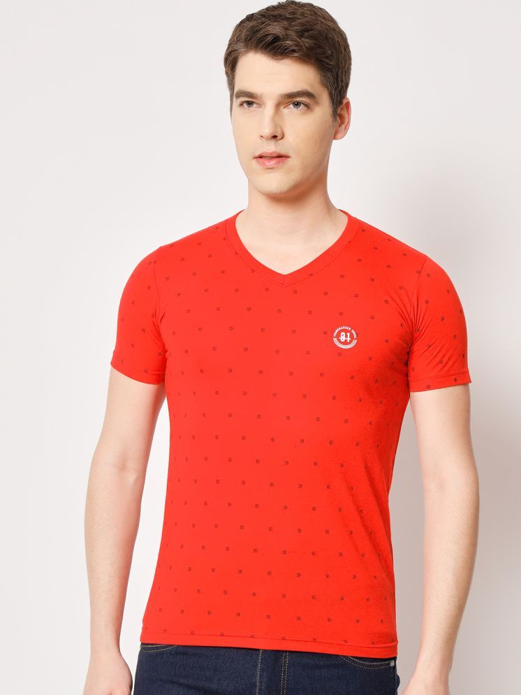     			TAB91 Cotton Blend Regular Fit Printed Half Sleeves Men's V-Neck T-Shirt - Red ( Pack of 1 )