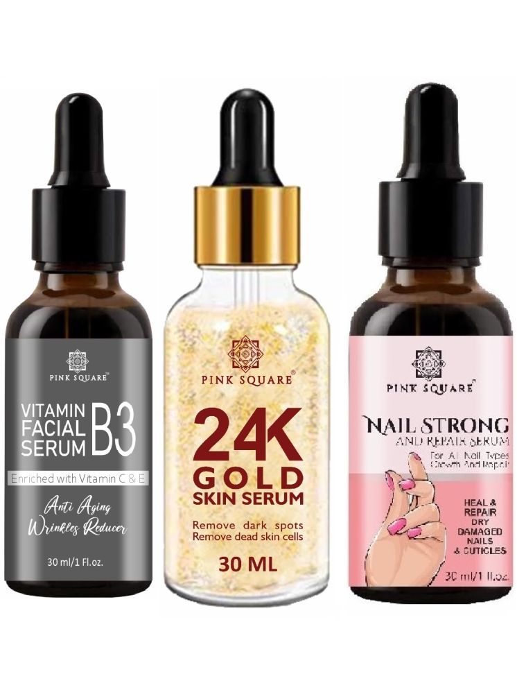     			Vitamin B3 Face Serum, 24K Gold Facial Serum & Nail Strong and Repair Serum (Each,30ml) Combo of 3