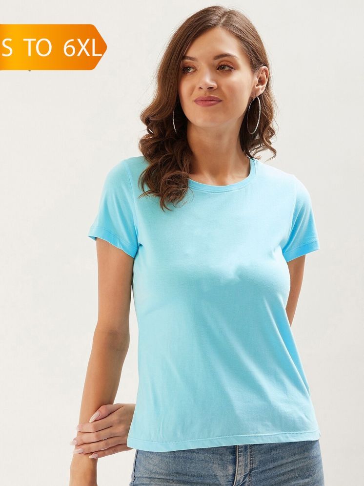     			curvy comfort Light Blue Cotton Regular Fit Women's T-Shirt ( Pack of 1 )