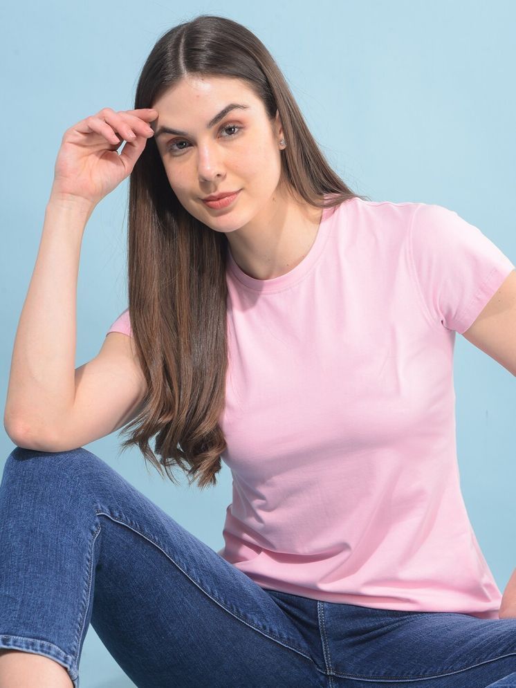     			curvy comfort Pink Cotton Regular Fit Women's T-Shirt ( Pack of 1 )