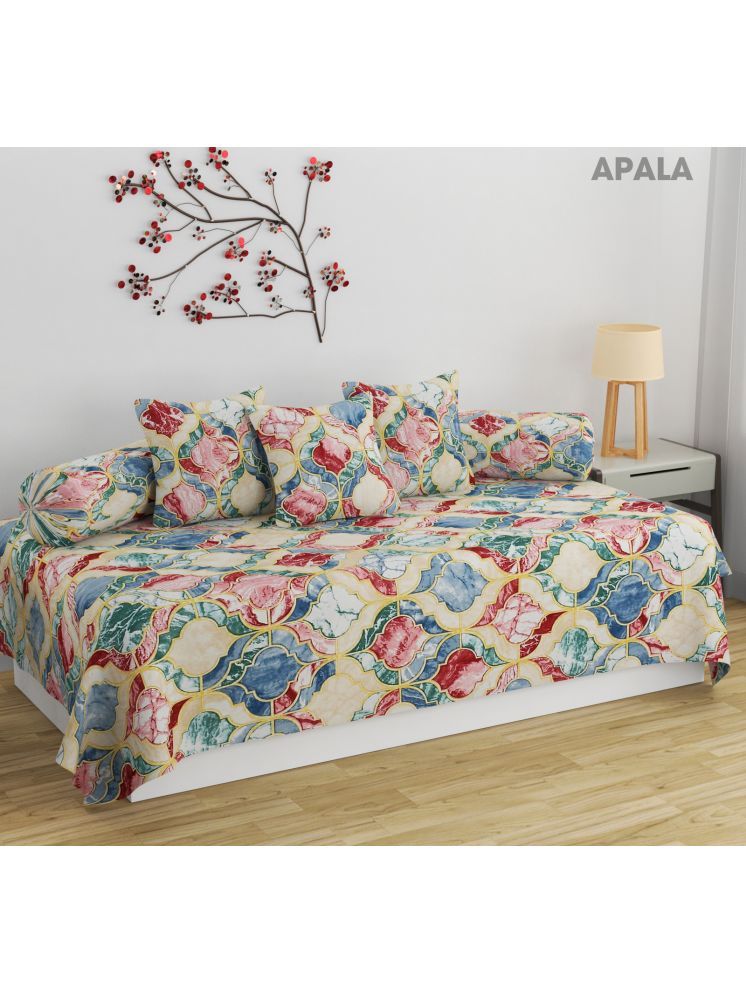     			Apala Cotton Abstract Diwan Set 6 Pcs - Cream