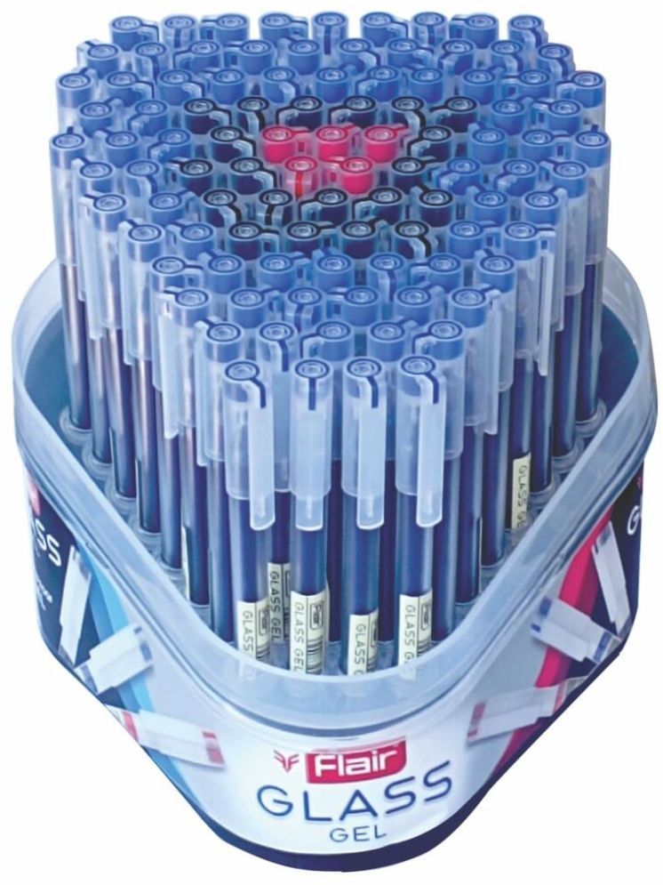     			Flair Glass Gel Pen Blue, Black & Red Ink, Tumbler Set Of 100 Pens