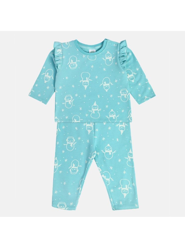     			MINI KLUB Blue Cotton Blend Baby Girl Top & Trouser ( Pack of 1 )