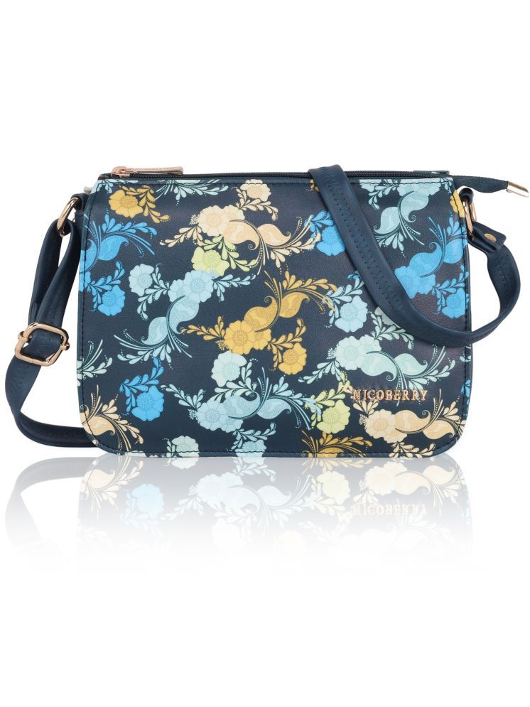     			Nicoberry Blue PU Sling Bag