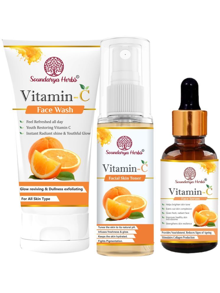     			Soundarya Herbs Vitamin C Toner , Vitamin C Face Wash & Vitamin C Serum | Glowing Bright Skin | Paraben & Sulphates Free | Face Wash for Women & Men for all skin types for Glowing skin Serum