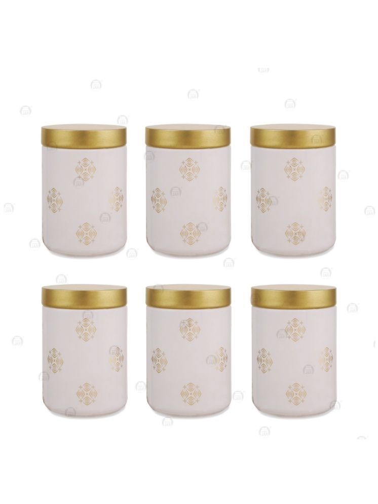     			CROCO JAR Glass Gold Cookie Container ( Set of 6 )