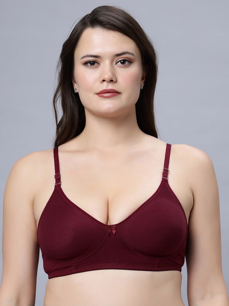     			IN CARE LINGERIE Maroon Cotton Blend Non Padded Women's T-Shirt Bra ( Pack of 1 )