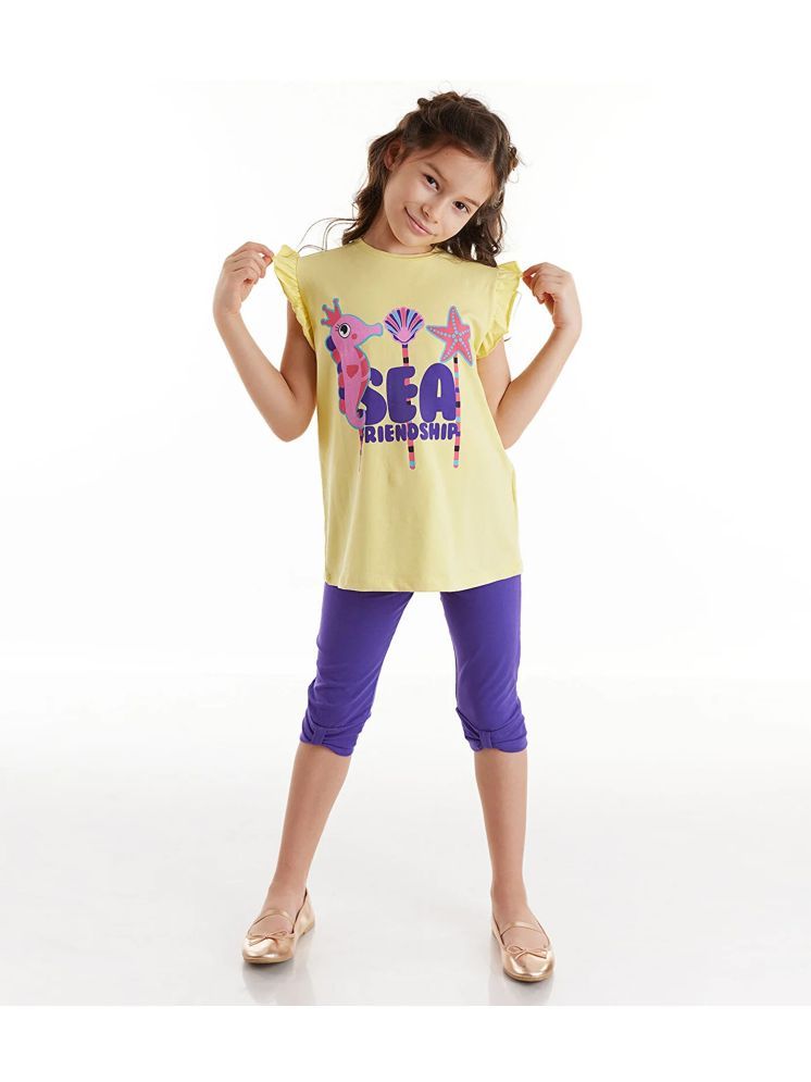     			J&JP Pack of 1 Girls Cotton Blend Top With Capris ( Multi )