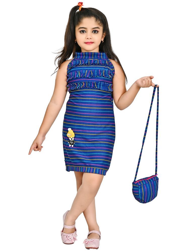     			JCT DRESSES Blue Crepe Girls A-line Dress ( Pack of 1 )