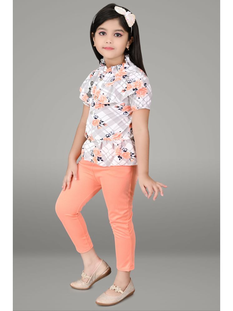     			JCT DRESSES Orange Crepe Girls Top With Leggings ( Pack of 1 )