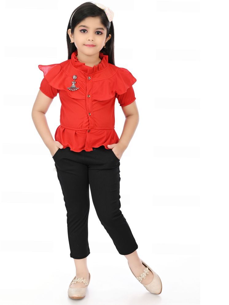     			JCT DRESSES Red Crepe Girls Top With Pants ( Pack of 1 )