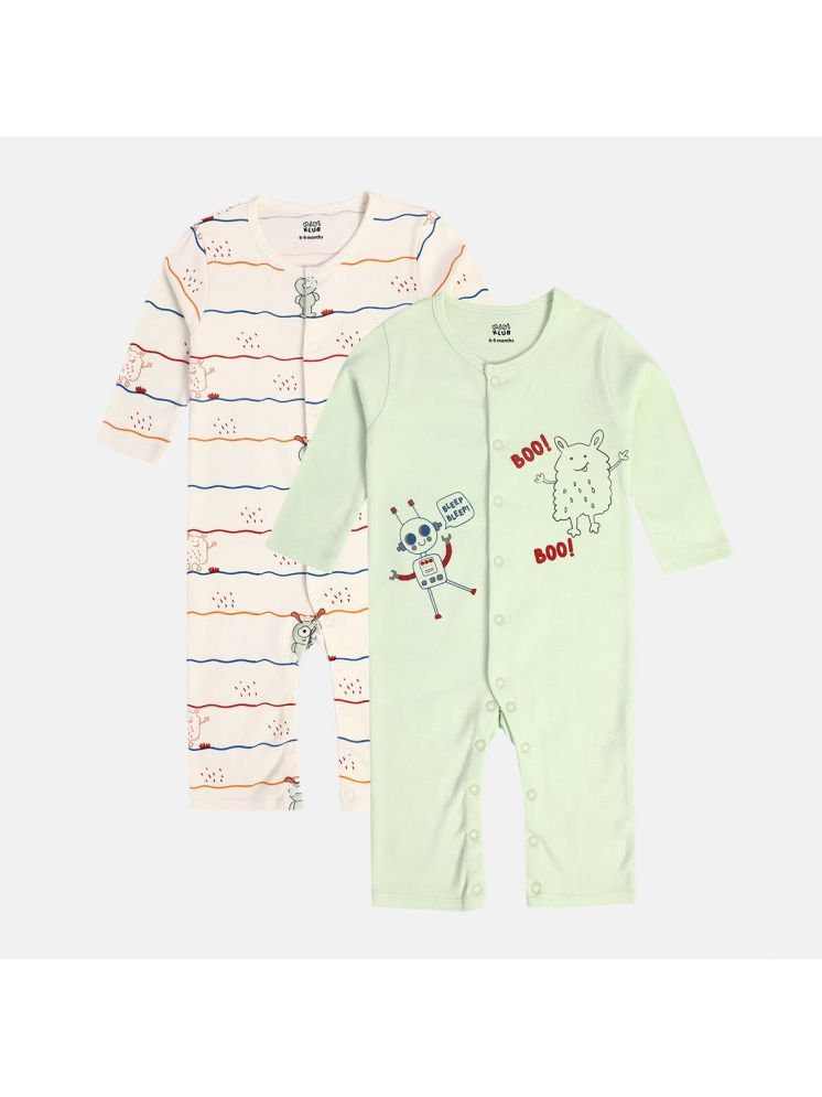     			MINI KLUB Multi Color Cotton Rompers For Baby Boy ( Pack of 2 )